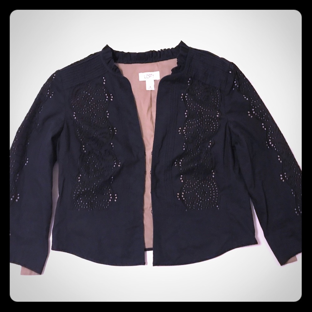 Ann Taylor LOFT Navy  Eyelet Jacket size 4